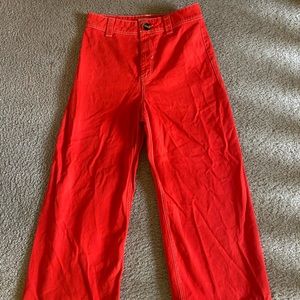 Zara Bright Red Wide Leg Pants Size 6